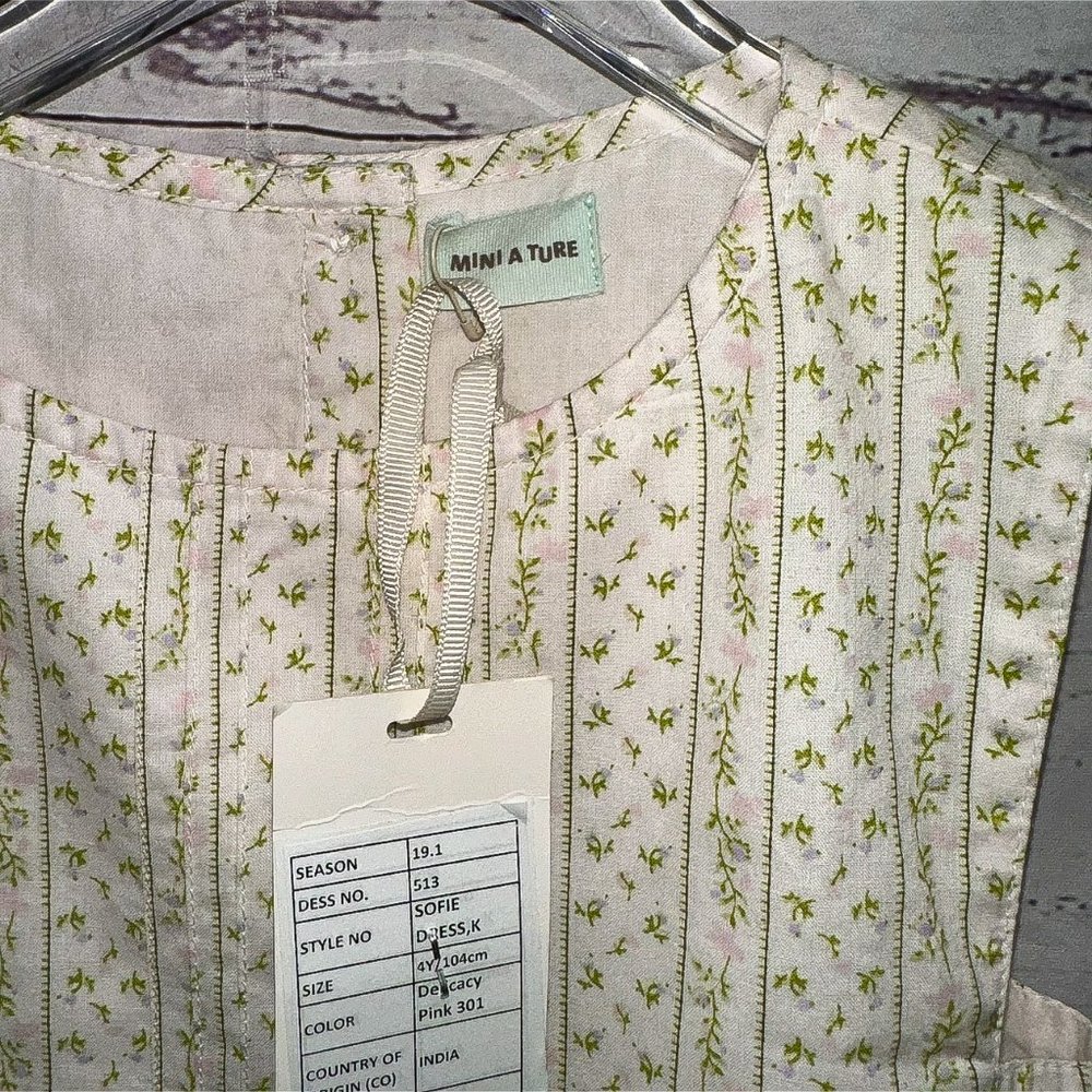 Mini A Ture Sofie Floral Print Dress With Cute Bow Detailing Size 4 Years - Picture 2 of 7